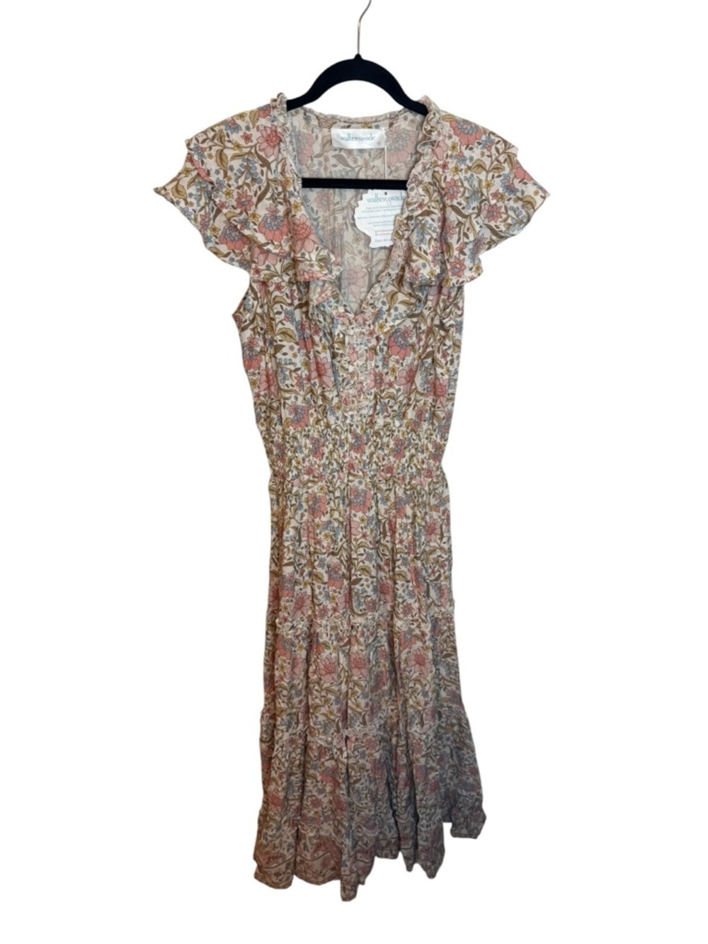 NWT Walker & Wade Bohemian Floral Flutter Sleeve Smocked Midi Dress